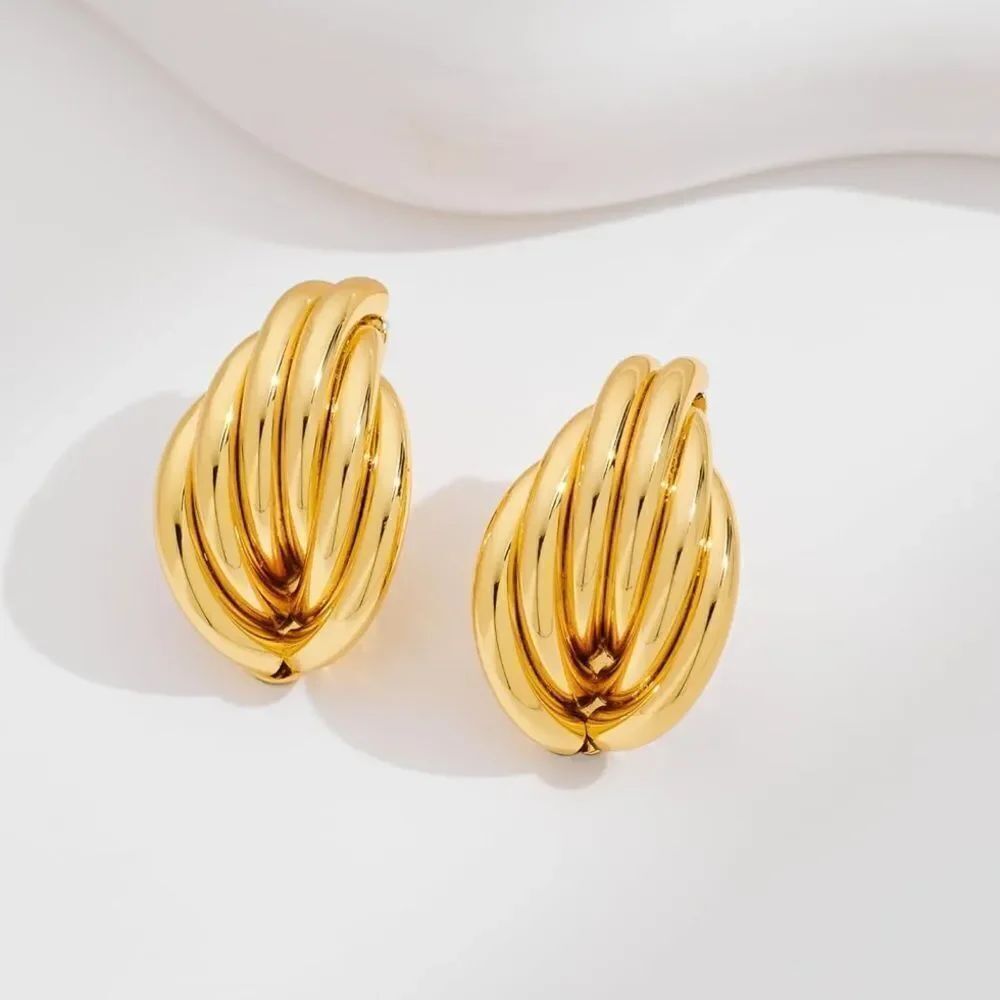 18K Gold Geometric Dangle Drop Earrings